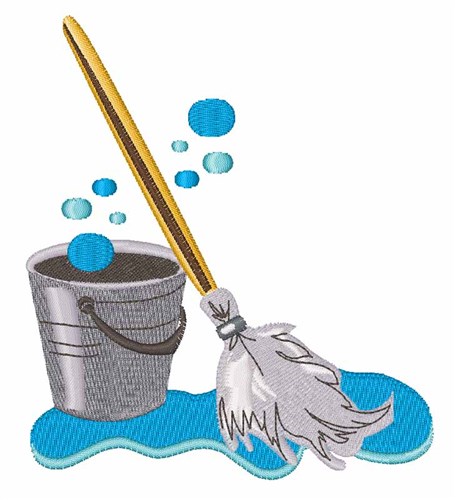 Bucket And Mop Machine Embroidery Design