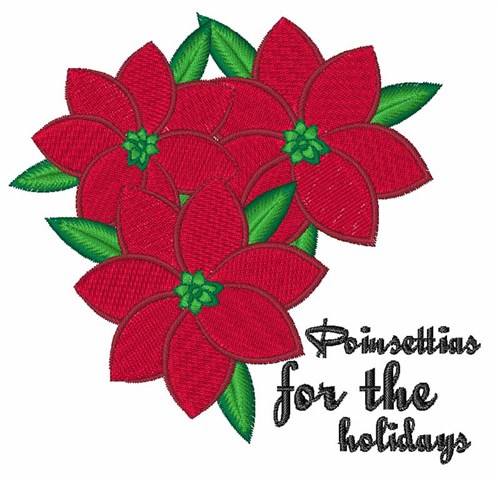 Poinsettias For Holidays Machine Embroidery Design