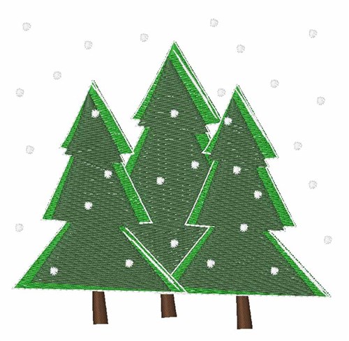 Snowing Trees Machine Embroidery Design