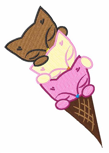 Kitty Ice Cream Machine Embroidery Design