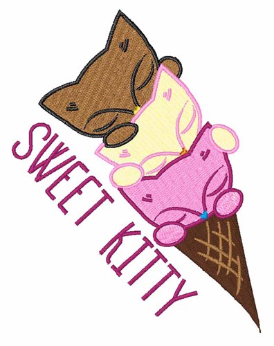 Sweet Kitty Machine Embroidery Design