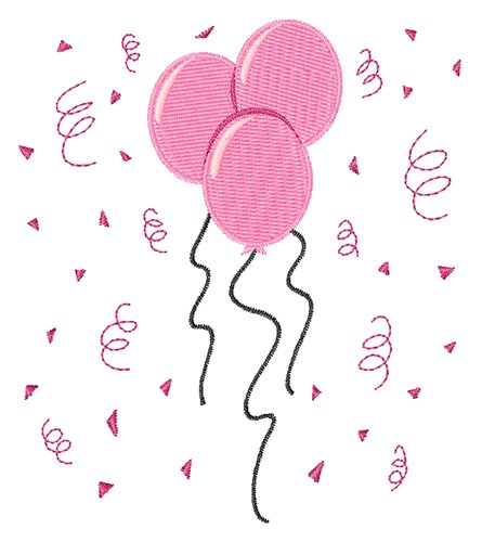 Pink Balloons Machine Embroidery Design