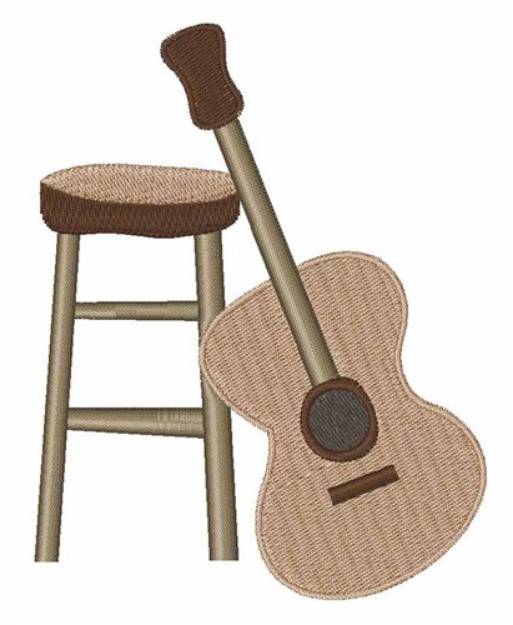 Picture of Guitar and Stool Machine Embroidery Design
