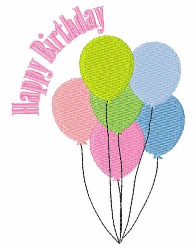 Happy Birthday Balloons Machine Embroidery Design