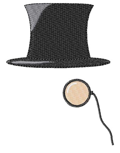 Top Hat Monocle Machine Embroidery Design