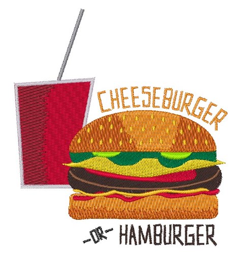 Cheeseburger or Hamburger Machine Embroidery Design