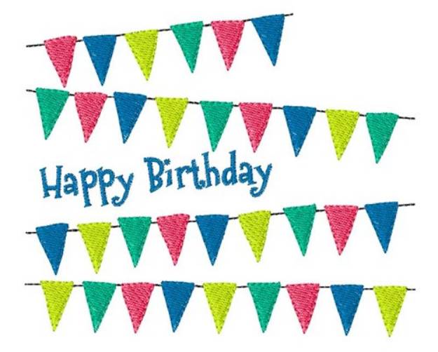 Picture of Birthday Banner Flags Machine Embroidery Design