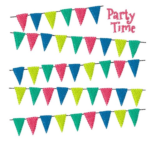 Party Time Flags Machine Embroidery Design