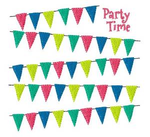 Picture of Party Time Flags Machine Embroidery Design