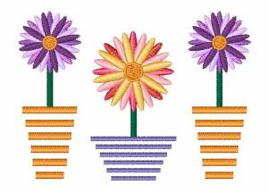 Picture of Flower Pots Machine Embroidery Design
