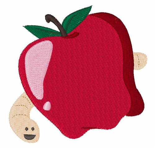 Apple Worm Machine Embroidery Design