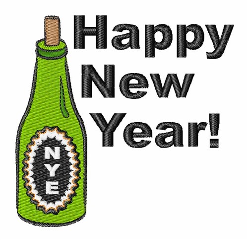 Happy New Year Drink Machine Embroidery Design