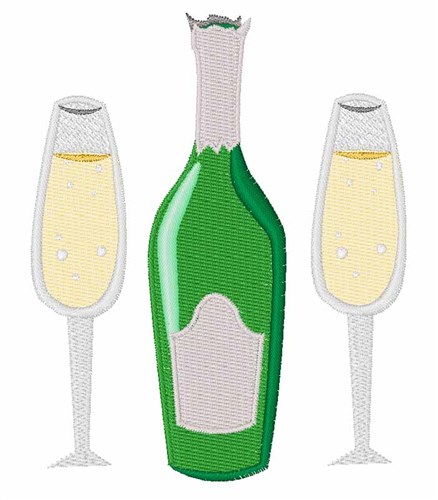 Champagne Glasses Machine Embroidery Design