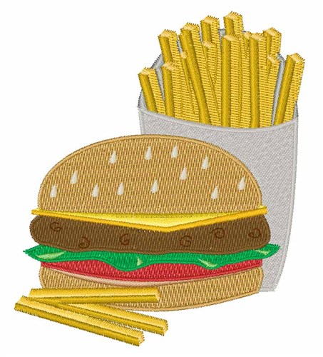 Burger and Fries Machine Embroidery Design