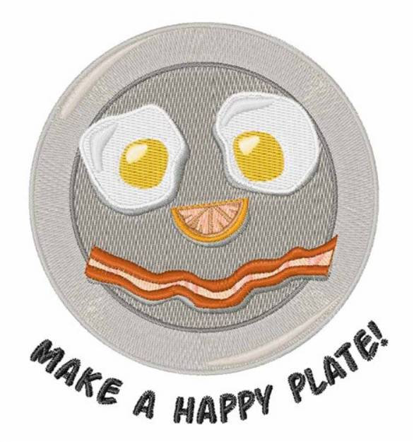 Picture of Happy Plate Machine Embroidery Design