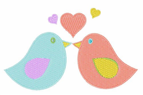 Kiss Birds Machine Embroidery Design