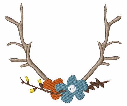 Floral Antlers Machine Embroidery Design