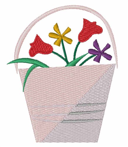 Flower Bucket Machine Embroidery Design