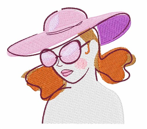 Woman In Hat Machine Embroidery Design