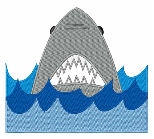 Shark In Water Machine Embroidery Design