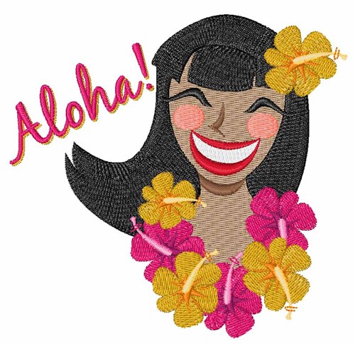 Aloha Lady Machine Embroidery Design