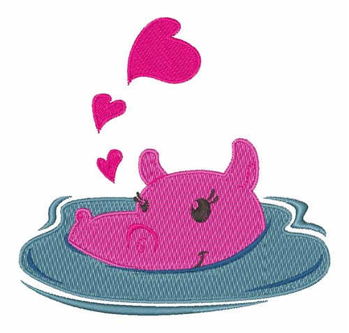 Valentine Hippo Machine Embroidery Design