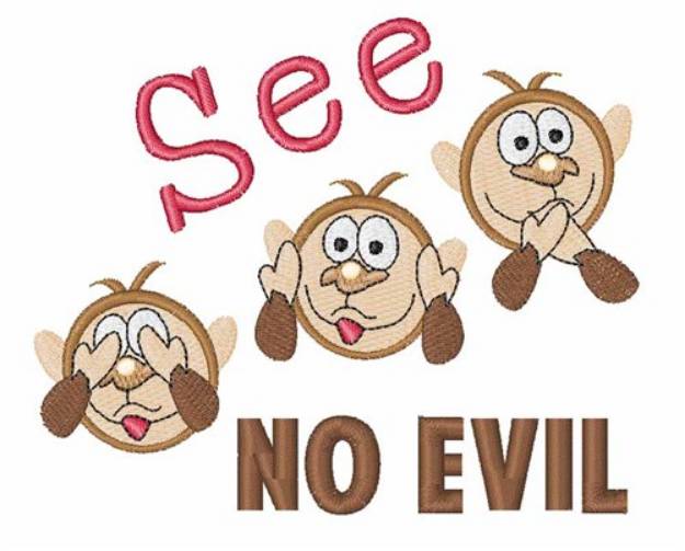 Picture of See No Evil Machine Embroidery Design