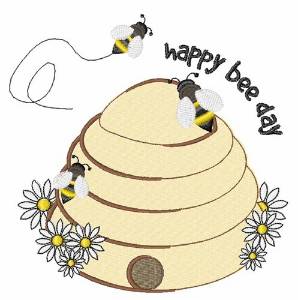 Picture of Happy Bee Day Machine Embroidery Design