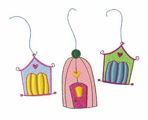 Picture of Bird Houses Machine Embroidery Design
