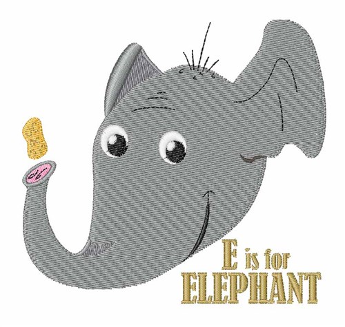 E For Elephant Machine Embroidery Design