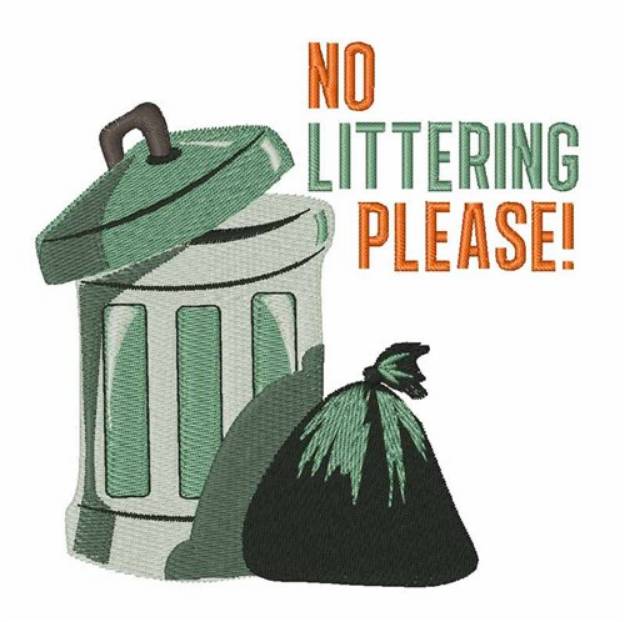 Picture of No Littering Machine Embroidery Design