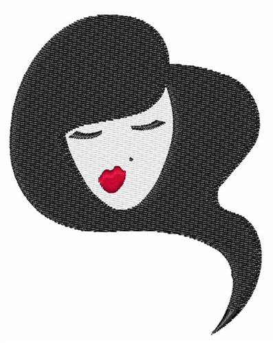 Woman Red Lipstick Machine Embroidery Design