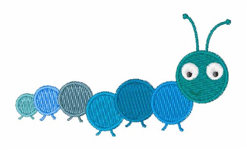 Blue Caterpillar Machine Embroidery Design