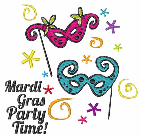 Mardi Gras Party Time Machine Embroidery Design
