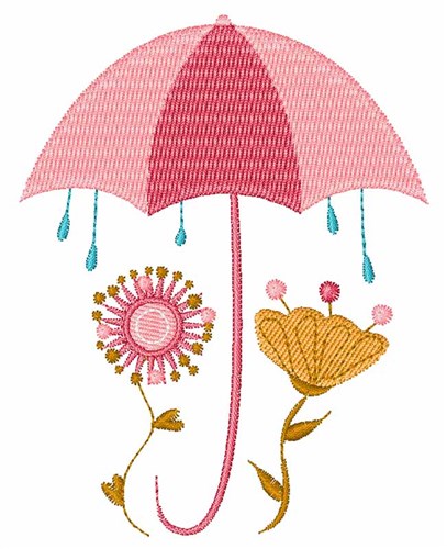 Rainy Flowers Machine Embroidery Design