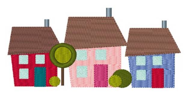 Picture of Houses Machine Embroidery Design