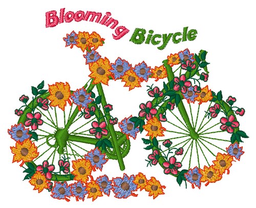 Blooming Bicycle Machine Embroidery Design