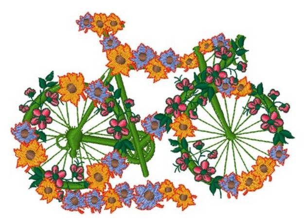 Picture of Floral Bicycle Machine Embroidery Design