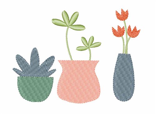 Potted Plants Machine Embroidery Design