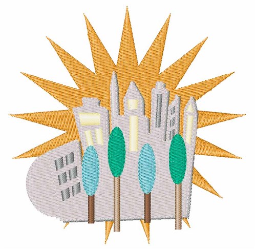 City Skyline Machine Embroidery Design