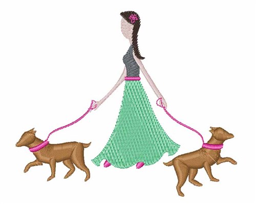 Walking Dogs Machine Embroidery Design