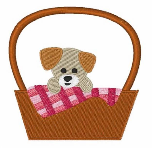 Picture of Puppy Basket Machine Embroidery Design