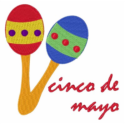 Cinco de Mayo Maracas Machine Embroidery Design
