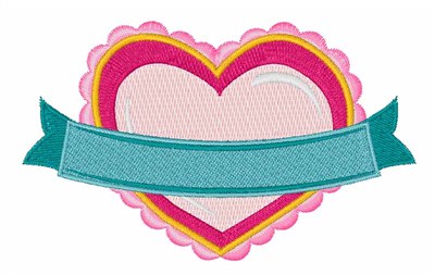 Heart Banner Machine Embroidery Design