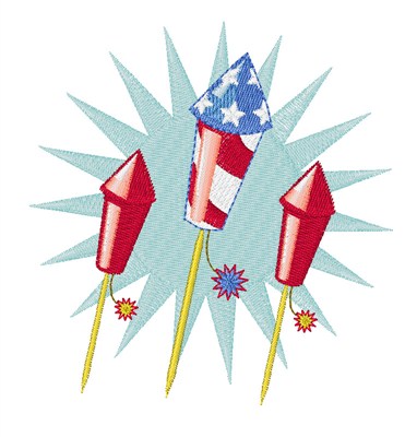Independence Rockets Machine Embroidery Design