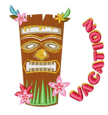 Vacation Tiki Mask Machine Embroidery Design