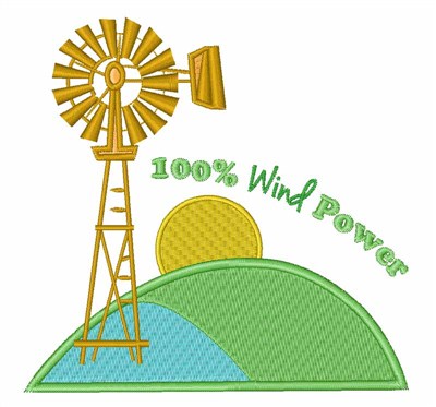 100% Wind Power Machine Embroidery Design