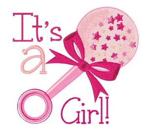 Picture of Its a Girl Rattle Machine Embroidery Design