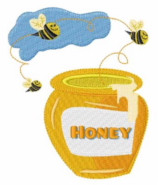 Picture of Honey Bee Pot Machine Embroidery Design