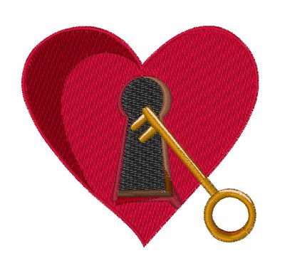 Heart Key Machine Embroidery Design